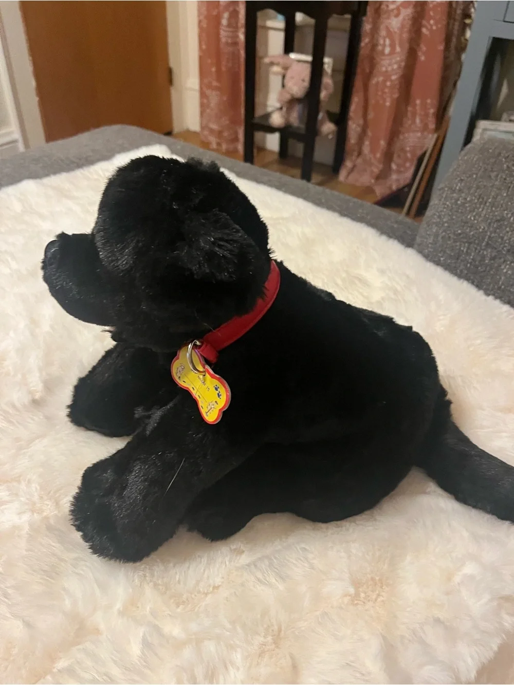 Build-A-Bear Black Labrador Retriever Plush Dog w/ Denim Dress Collar & Name Tag
